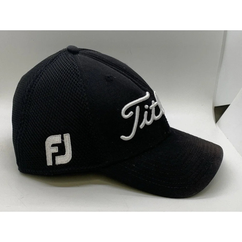 Titleist Golf Pro V1 FJ Footjoy New Era Mesh Flex Hat Cap Black White Large-XL‎